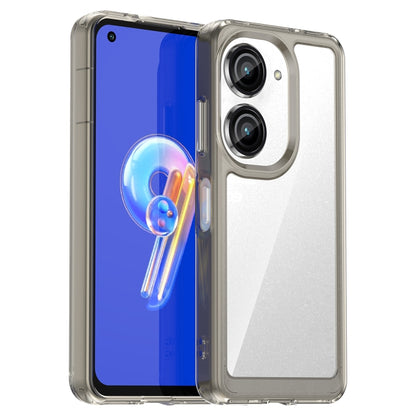 Clear phone case with blue phone backing visible, dual camera openings