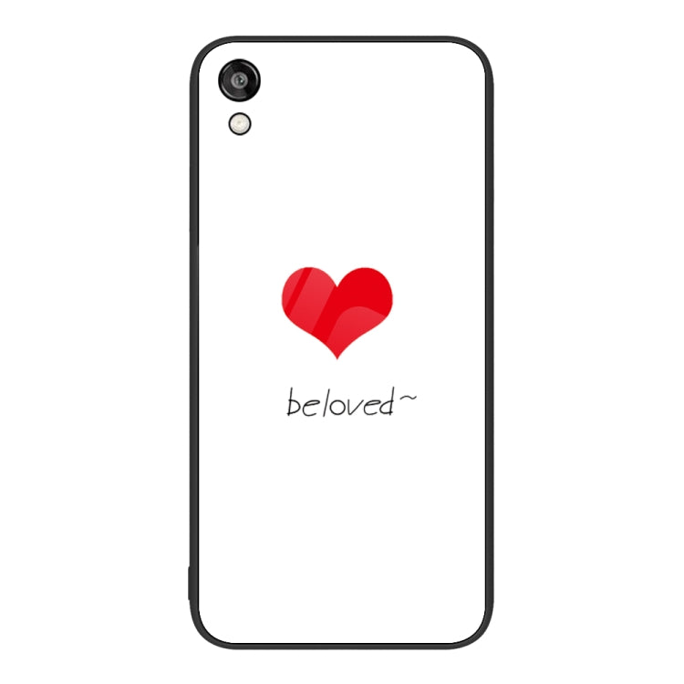 Glass painted phone case for Honor Play 3e with small red heart graphic