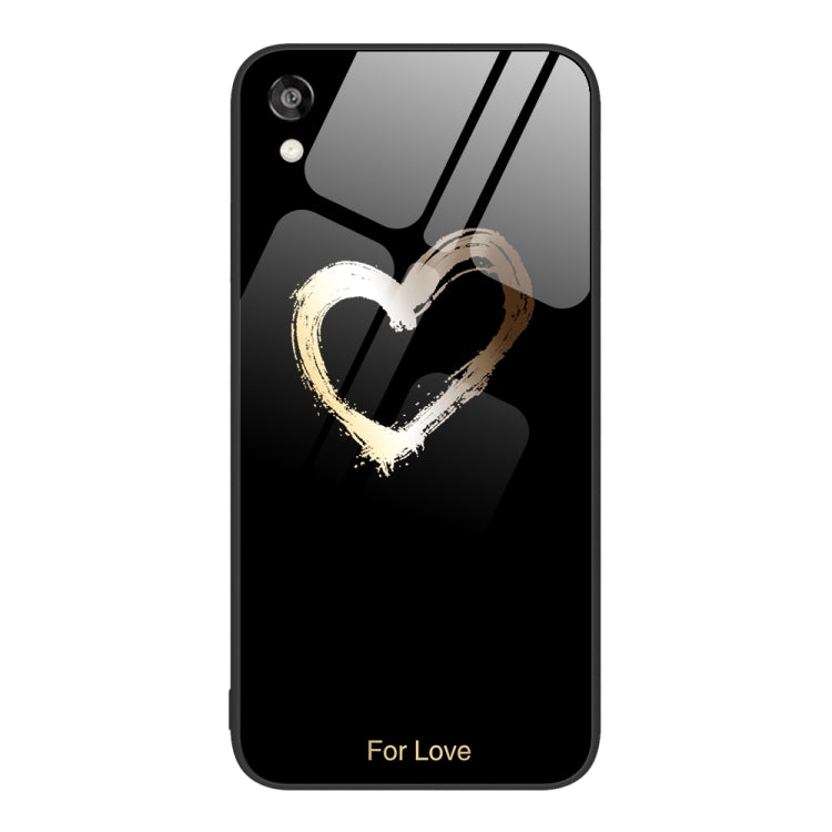 Glass painted phone case for Honor Play 3e with gold heart on dark background