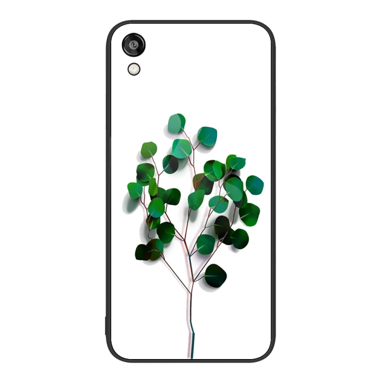 Glass painted phone case for Honor Play 3e with green leaf branch illustration