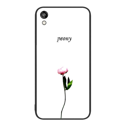 Glass painted phone case for Honor Play 3e with pink peony flower and leaves