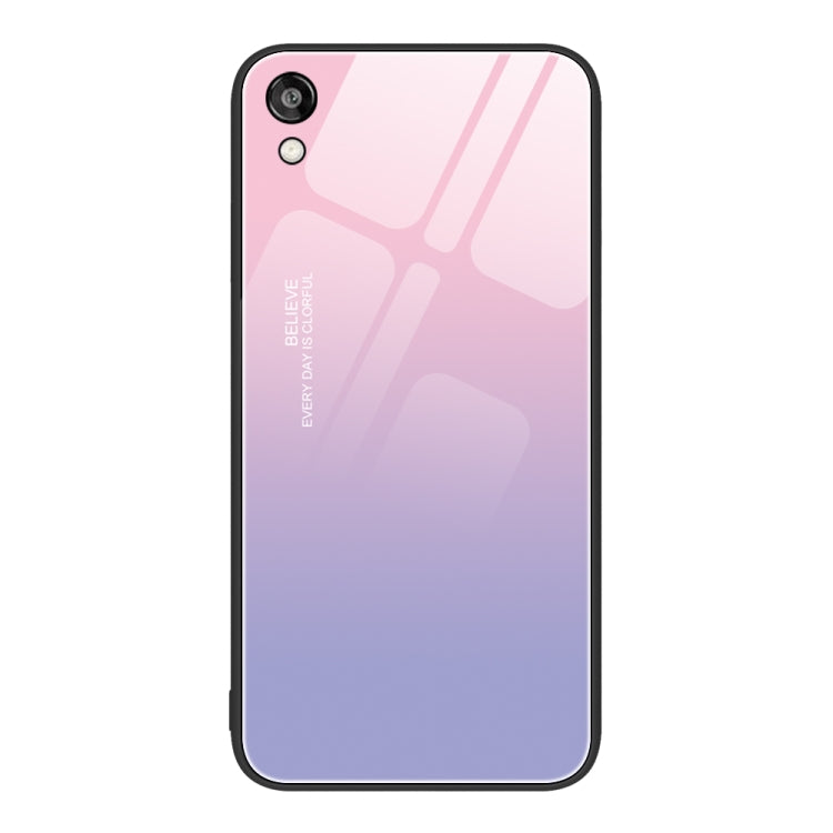 Glass painted phone case for Honor Play 3e with purple and blue gradient abstract lines