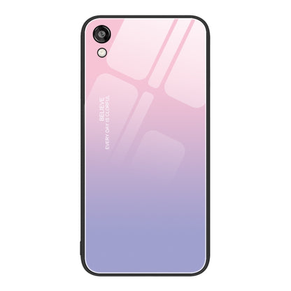 Glass painted phone case for Honor Play 3e with purple and blue gradient abstract lines