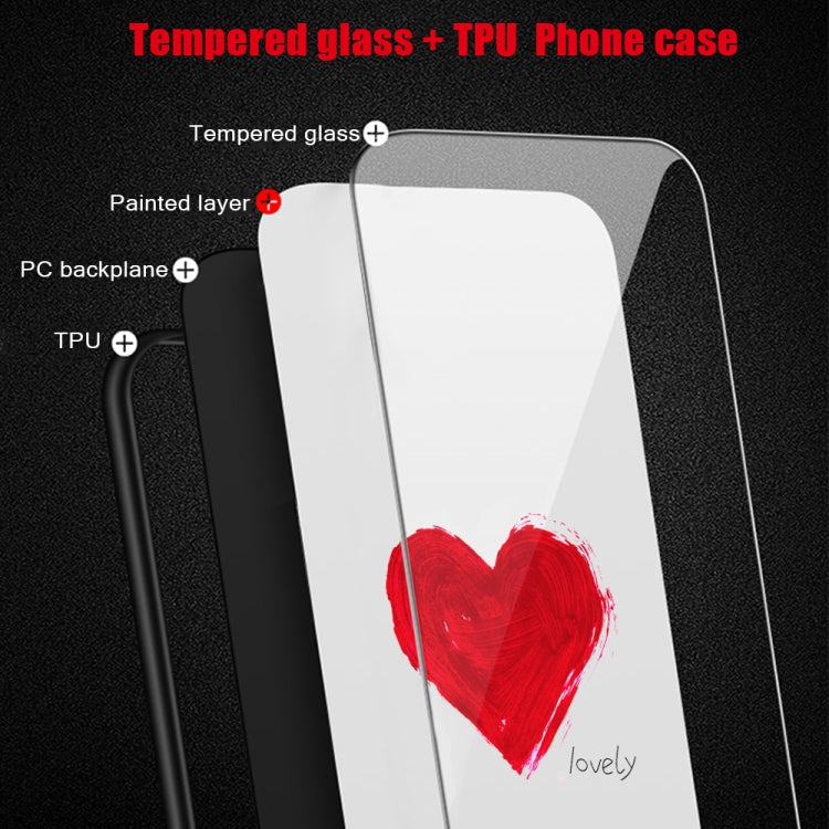 Layered glass phone case design with a red painted heart on a clear panel.