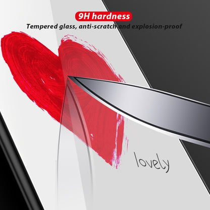 Tempered glass phone case with a bold red heart brush-stroke graphic.