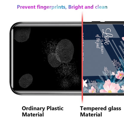 Tempered glass phone case with fingerprint-resistant clarity and floral backing design.