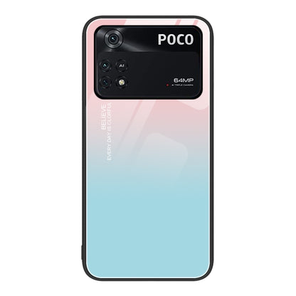 Painted glass phone case with gradient blue and pink ombre style
