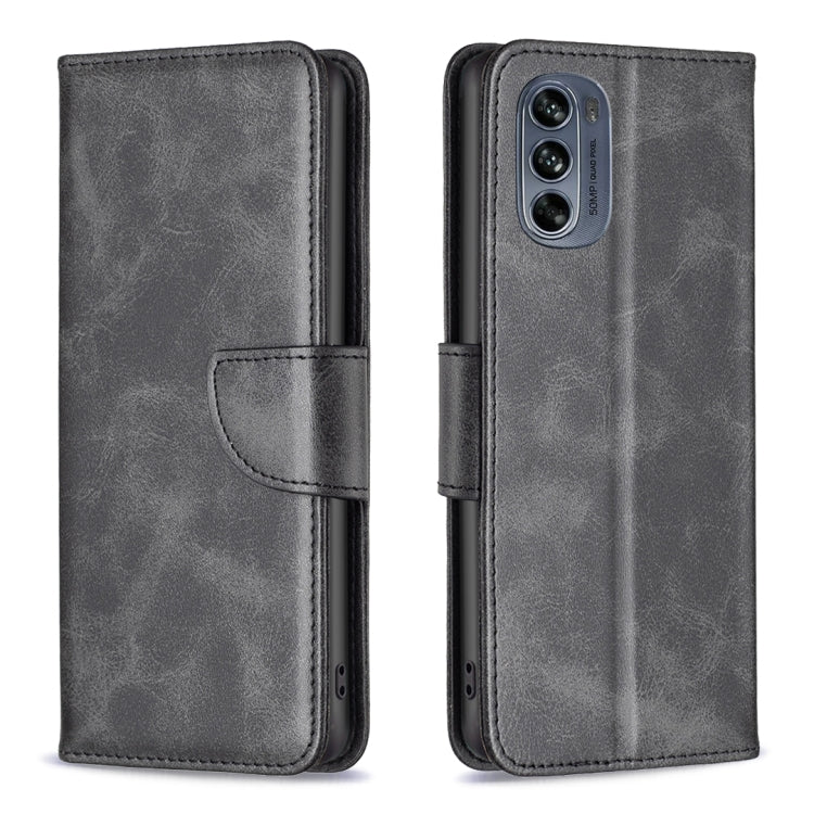 Dark grey lambskin leather folio phone case with magnetic flap and camera cutout