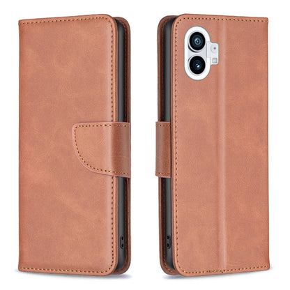 Brown leather phone case with folio flap, card slot window, and camera cutout
