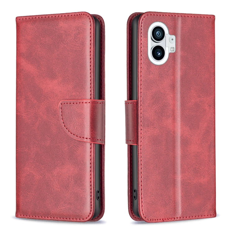 Red lambskin texture leather phone case with side strap and camera cutout