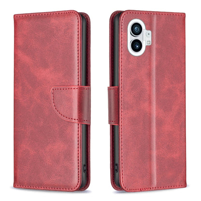 Red lambskin texture leather phone case with side strap and camera cutout