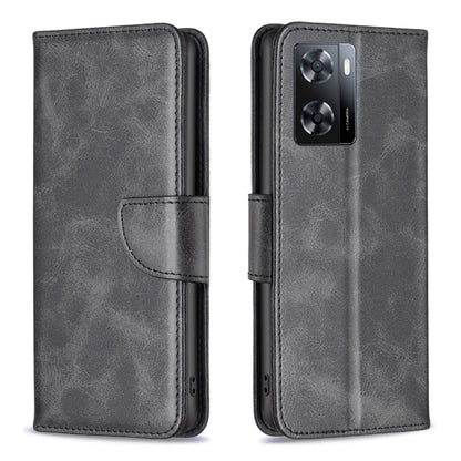 Dark grey lambskin leather folio phone case with magnetic flap and dual-lens camera opening