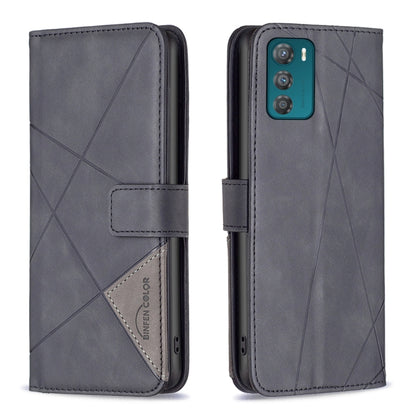 Dark grey magnetic buckle leather phone case with rhombus texture, folio cover and card pocket