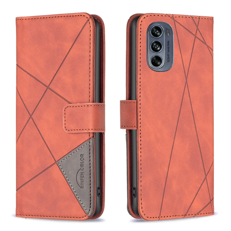 Red magnetic buckle leather phone case with rhombus texture, folio flap and card holder