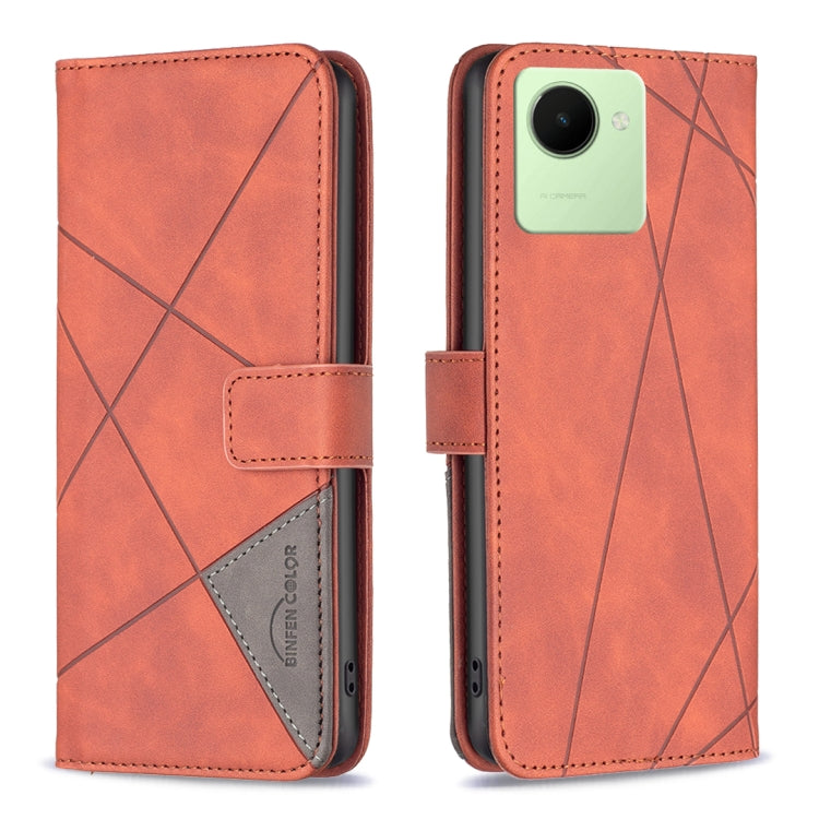 Red magnetic buckle leather folio phone case with rhombus texture and magnetic clasp