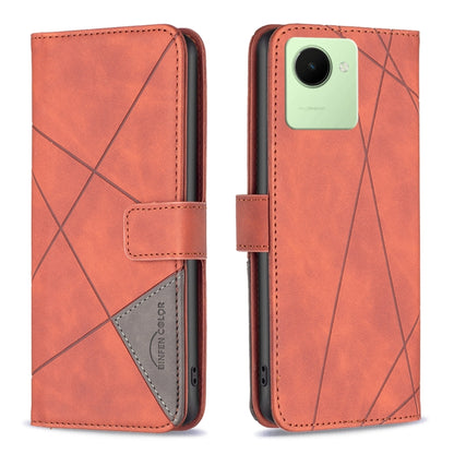 Red magnetic buckle leather folio phone case with rhombus texture and magnetic clasp
