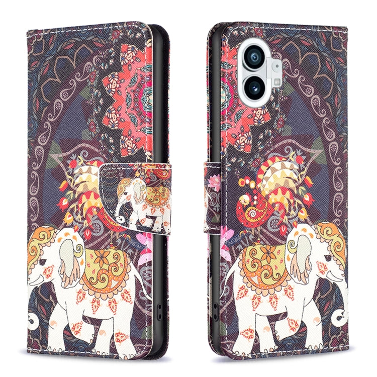 Dark floral leather wallet phone case with red horse design and patterned flip cover