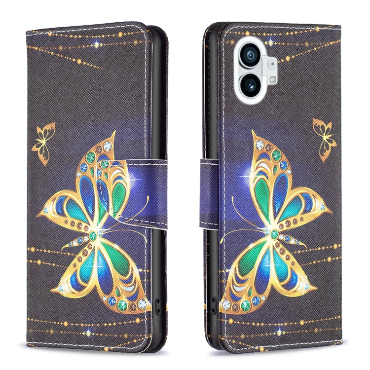 Dark leather wallet phone case with large gold floral ornament and jeweled accents