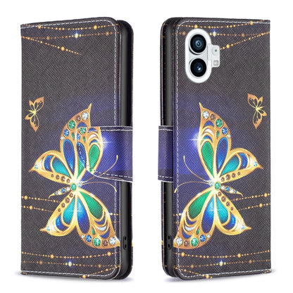 Dark leather wallet phone case with large gold floral ornament and jeweled accents