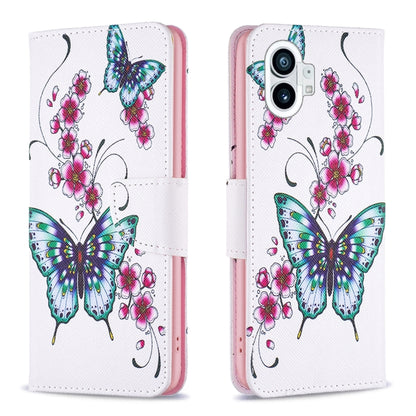 Flip-style leather phone case, white with colorful butterflies and floral accents