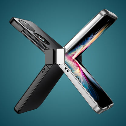Black and silver shockproof full-coverage phone case with kickstand support
