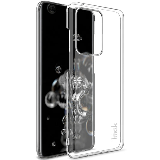 Clear PC smartphone protective case with camera cutout and raised edges