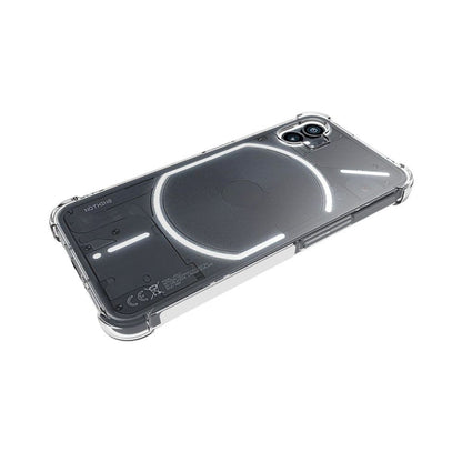 Clear TPU phone case with large circular back pad and camera opening