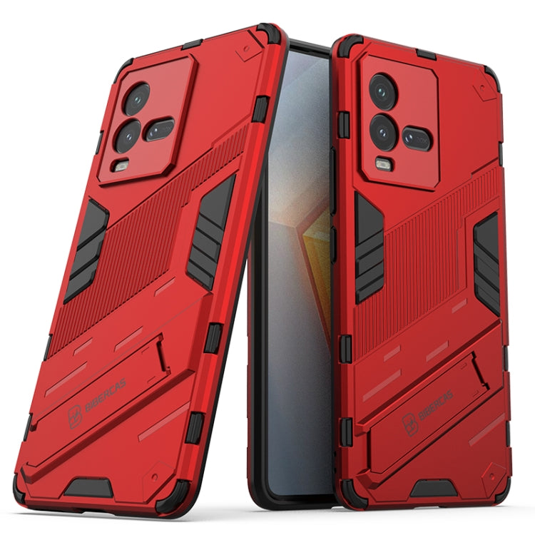 Red shockproof phone case with textured grip and raised camera covers