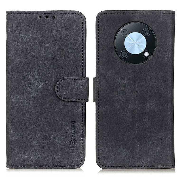 Retro texture flip wallet phone case with camera cutout, black