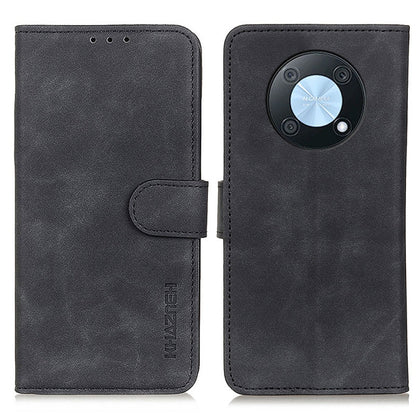 Retro texture flip wallet phone case with camera cutout, black