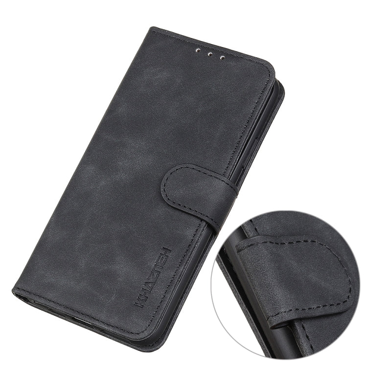 Retro texture flip wallet phone case with side cover, black