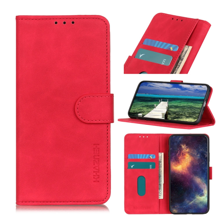 Retro texture flip wallet phone case with card slots, magnetic closure, red