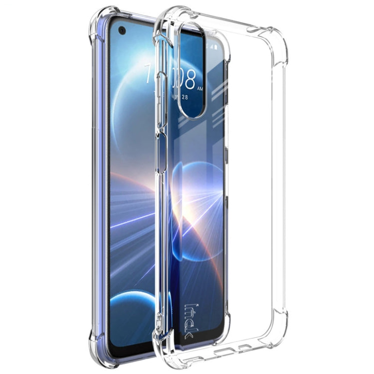 Shockproof TPU phone case with screen protector, clear, front view