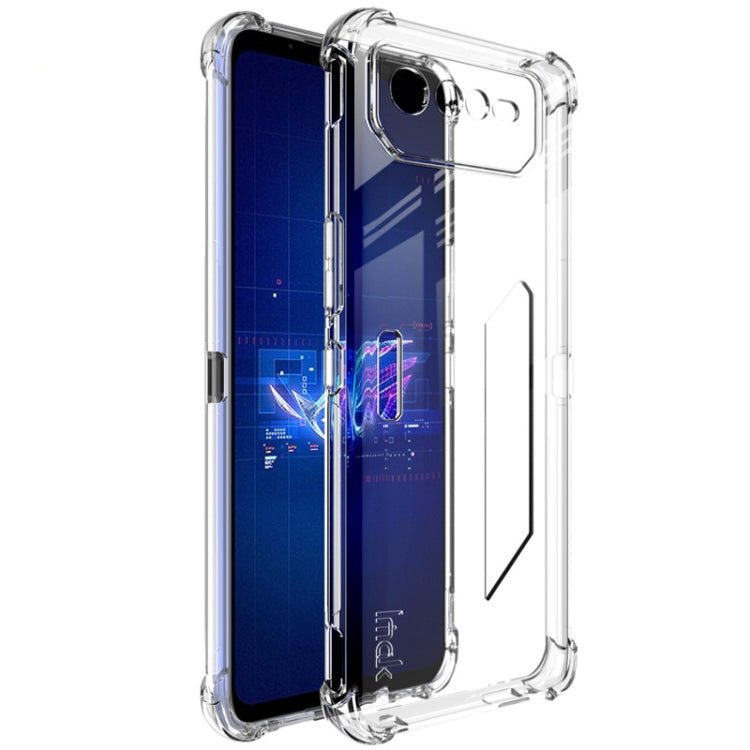 Shockproof TPU phone case with screen protector, clear, back with camera cutout