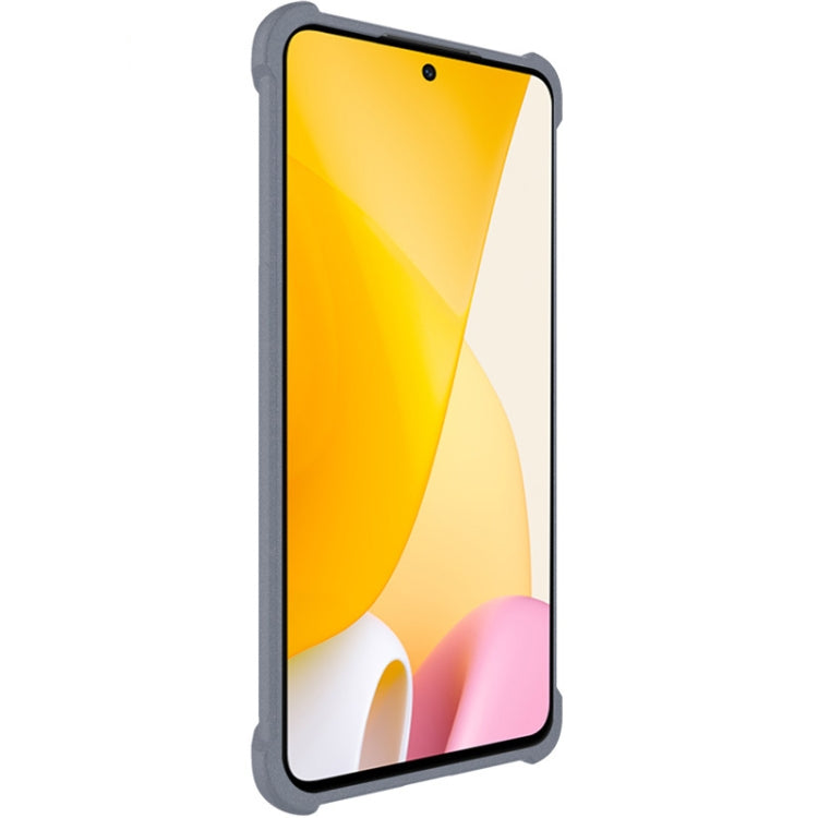 IMAK matte grey shockproof TPU phone case with screen protector, front view for Xiaomi 12 Lite 5G