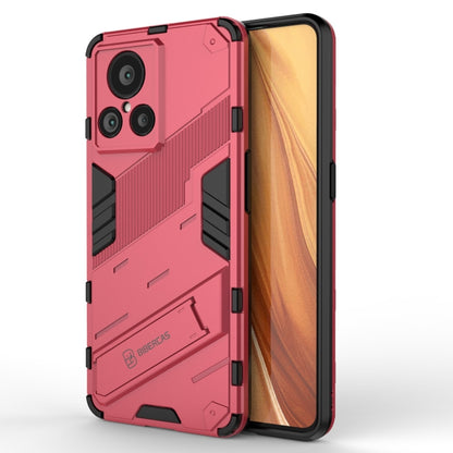 Light red shockproof phone case with raised edges and camera cutouts
