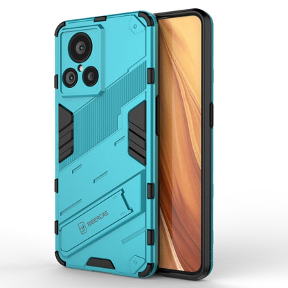 Blue shockproof phone case with textured grip and camera cutouts