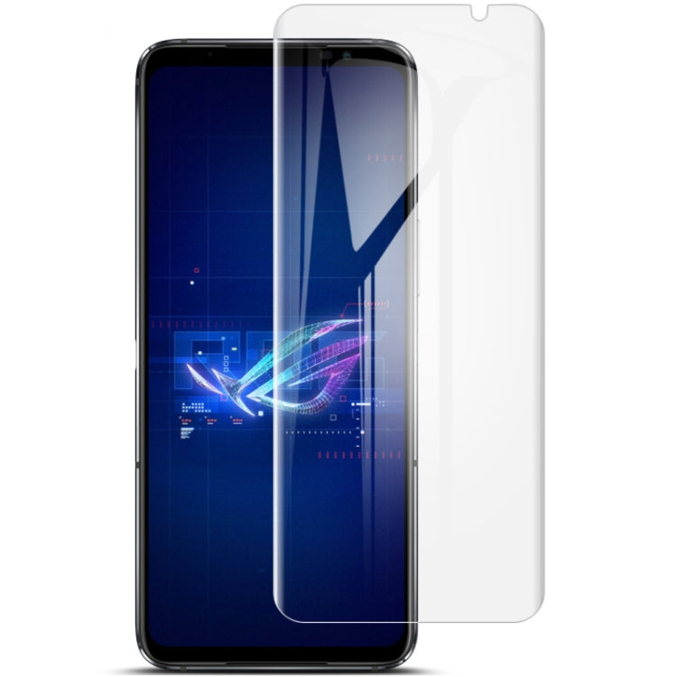 Curved hydrogel film front screen protector covering a smartphone display