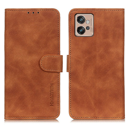 Brown leather phone case wallet with folio cover and cutout for camera area