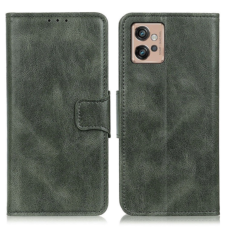 Dark green leather wallet phone case with flip cover and cutout for camera and ports.