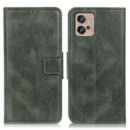 Dark green leather wallet phone case with flip cover and cutout for camera and ports.