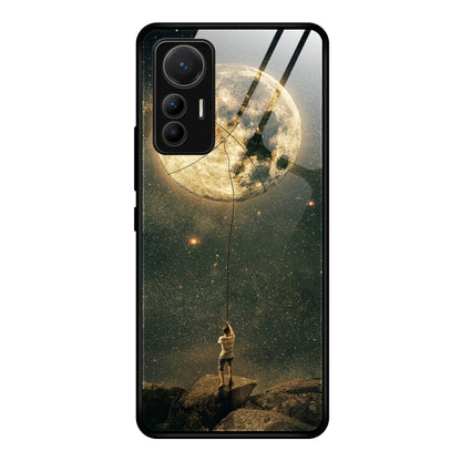 Tempered glass phone case with moonlit landscape and silhouetted figure