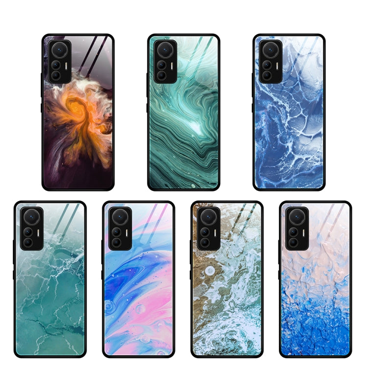 Marble-pattern glass protective phone cases for Xiaomi 12 Lite, assorted designs set