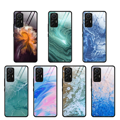 Marble-pattern glass protective phone cases for Xiaomi 12 Lite, assorted designs set