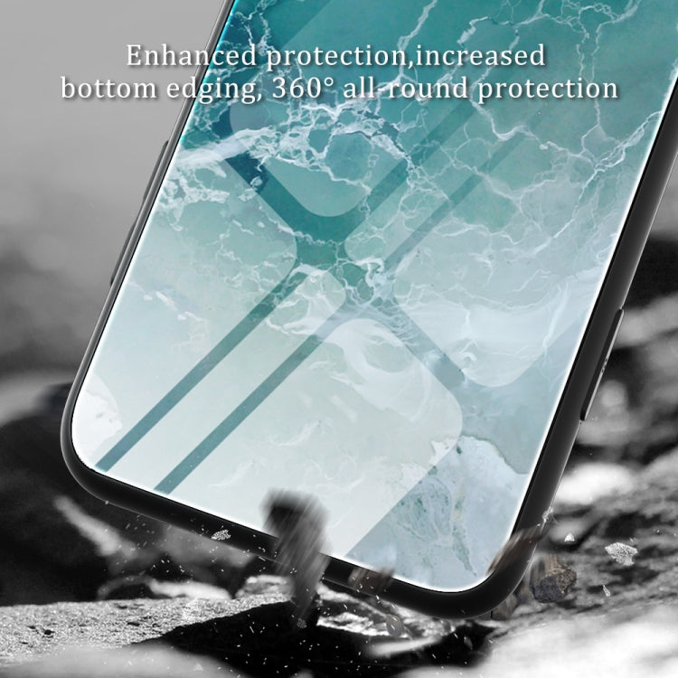 Marble-pattern glass protective phone case for Xiaomi 12 Lite, teal marble close-up