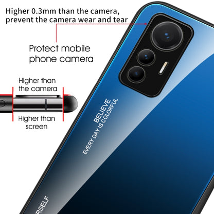 Gradient glass phone case with raised protection around camera and screen opening
