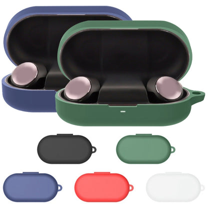 Silicone earphone cases in multiple colors, open view with earbuds visible
