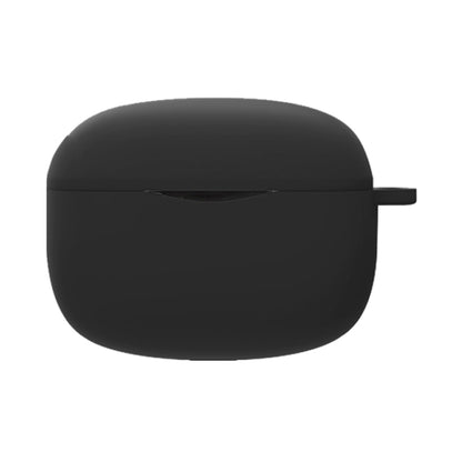 Black silicone Bluetooth earphone case with hinged lid and small wrist strap tab