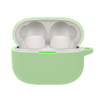 Matcha green silicone earbuds case with open lid and earbud holders