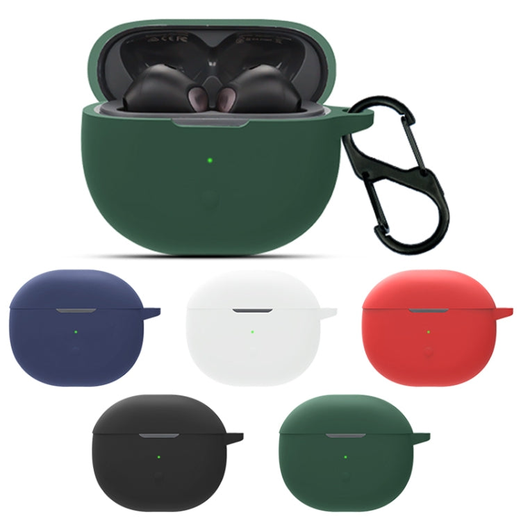 Silicone wireless earphone case set with lanyard, shown in multiple colors